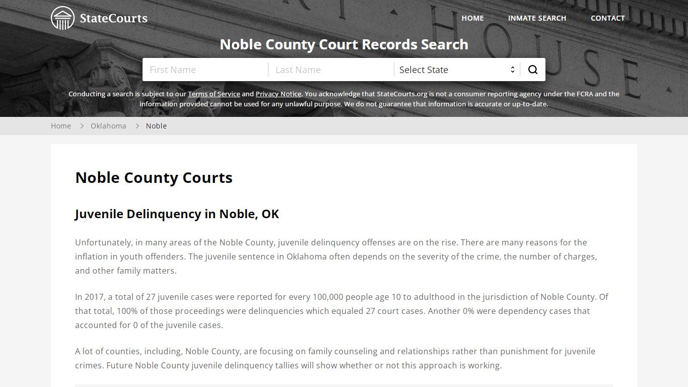 Noble County, OK Courts - Records & Cases - StateCourts
