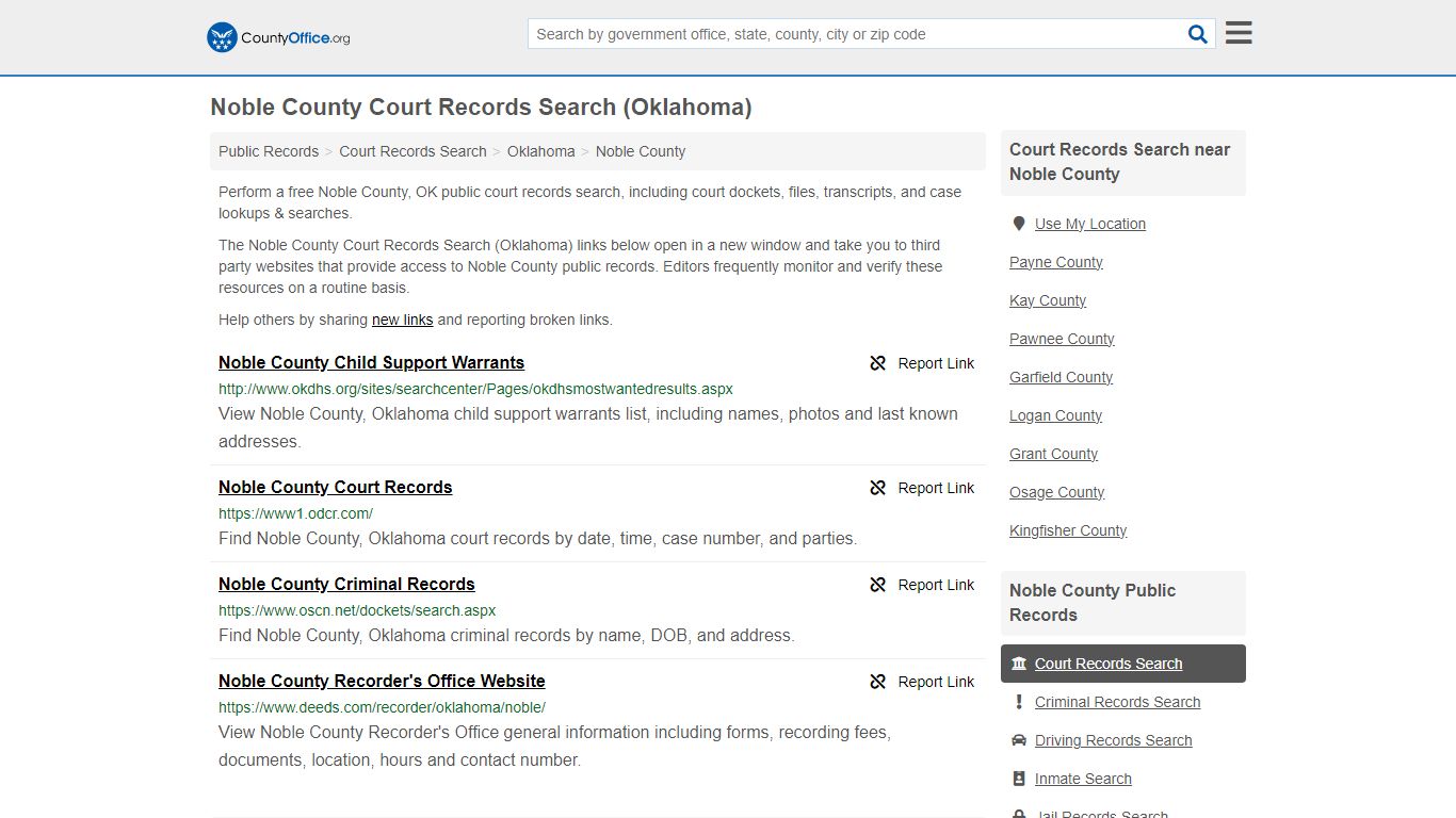 Court Records Search - Noble County, OK (Adoptions, Criminal, Child ...