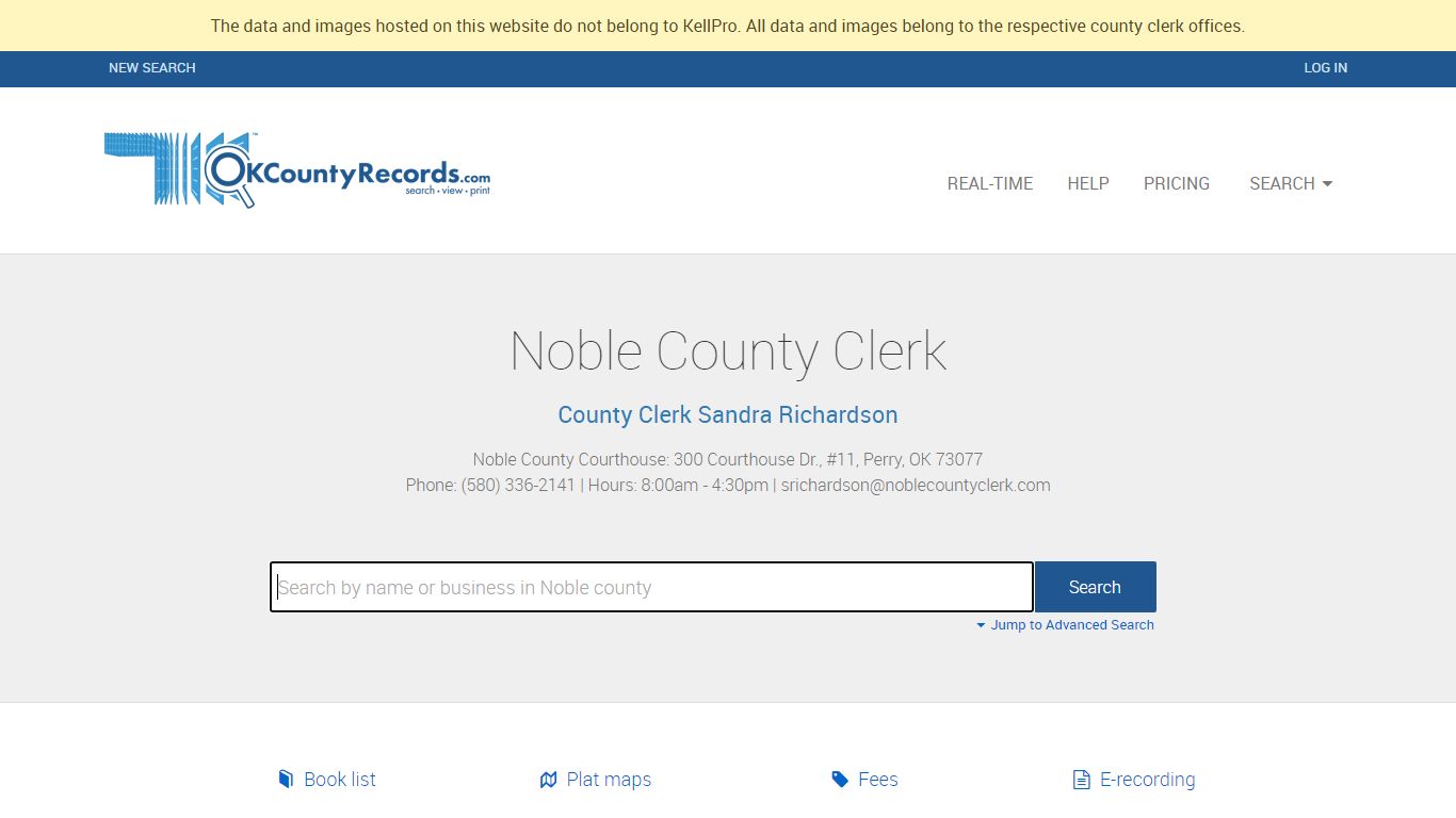 Noble County - County Clerk Public Land Records for Oklahoma