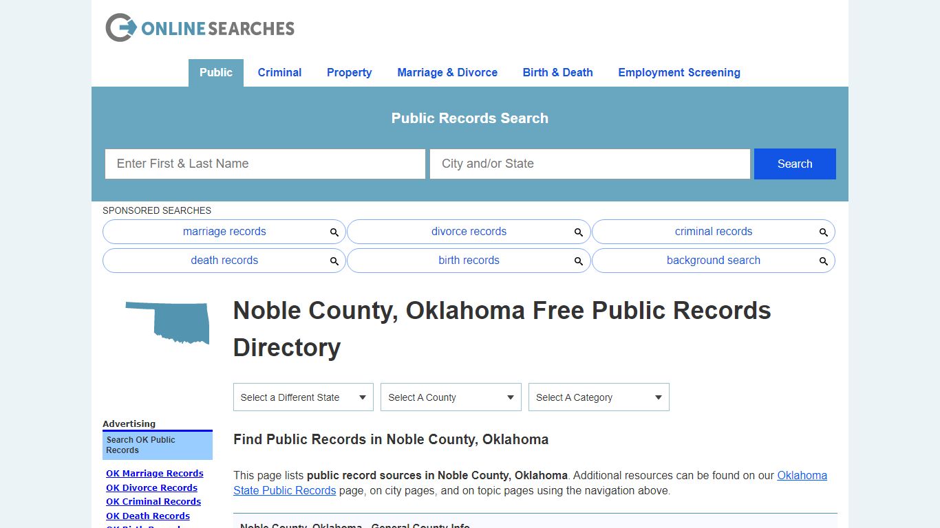 Noble County, Oklahoma Public Records Directory